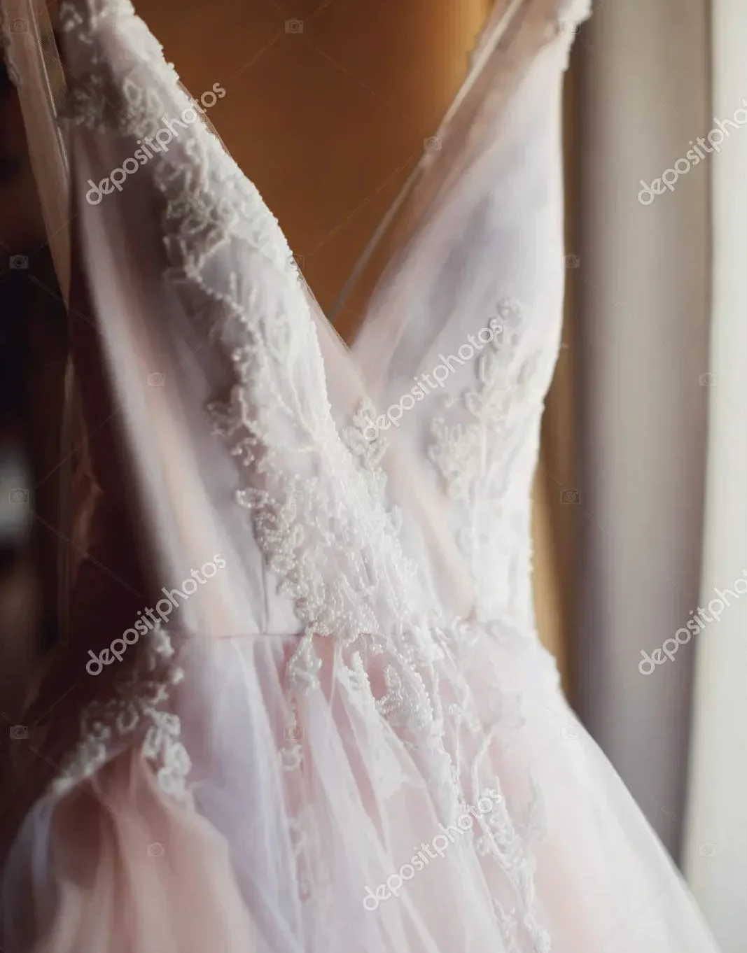 wedding dress hanging