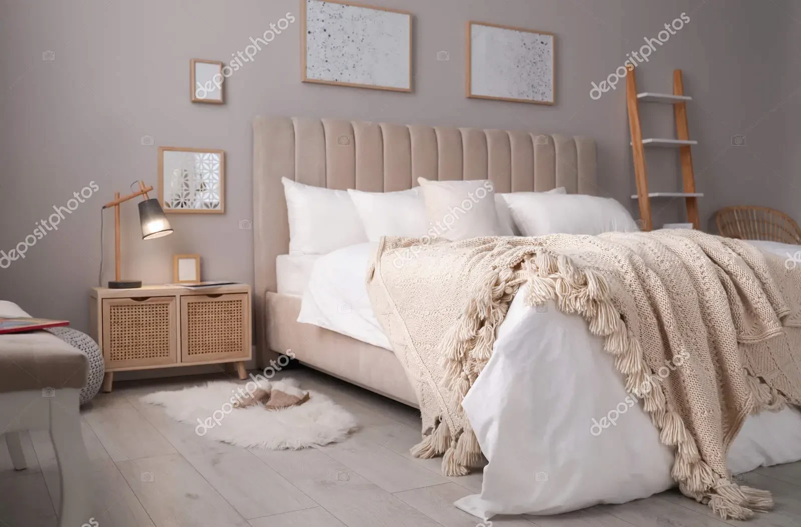 cozy bed with soft fresh linens
